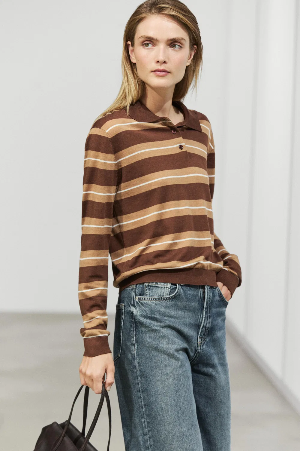 Свитер Massimo Dutti, полосатый, Toffee — фото 3