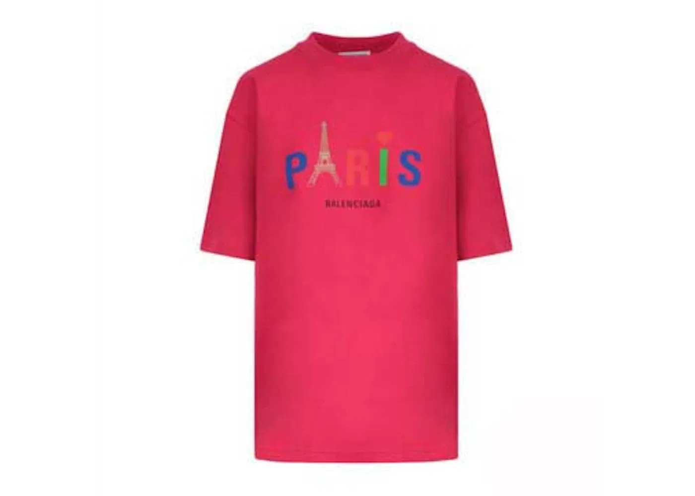 Женская футболка с принтом Balenciaga Paris Print Logo T-Shirt, Pink/Red