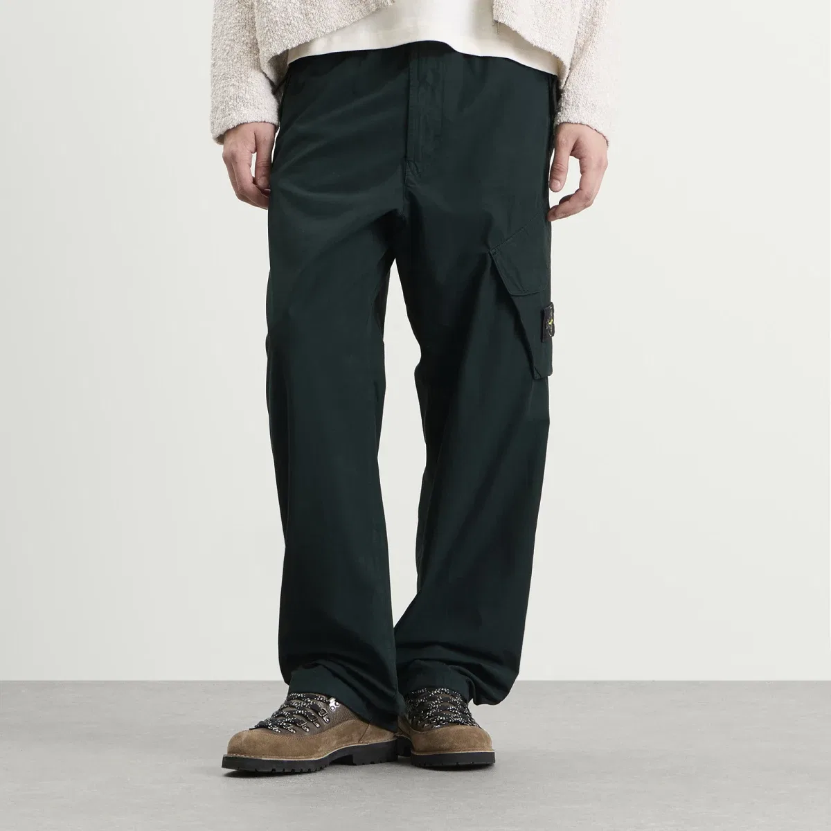 Брюки из хлопка с эластичным поясом Canvas Weave Cotton Trousers Stone Island, Dark Green — фото 2