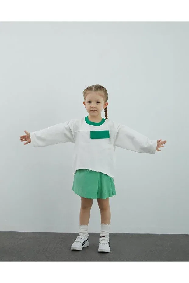 Детские свитшот для девочек с длинным рукавом карман Sportswear Manimani, Ecru