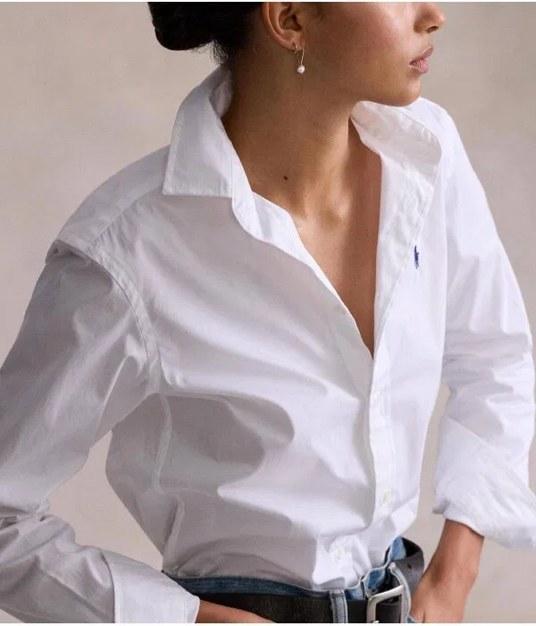 Женская рубашка с длинным рукавом Kendall Polo Ralph Lauren, белый — фото 4