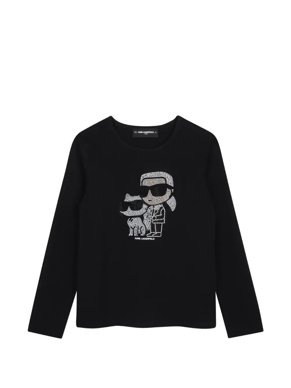 Футболка с длинными рукавами и стразами KARL LAGERFELD KIDS, черный