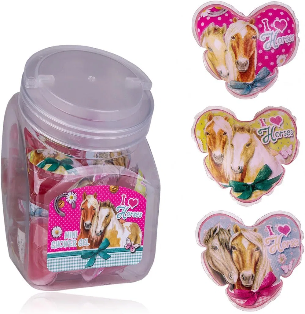 Мини гель для душа I Love Horses, набор 24 шт по 50 мл, accentra, Strawberry
