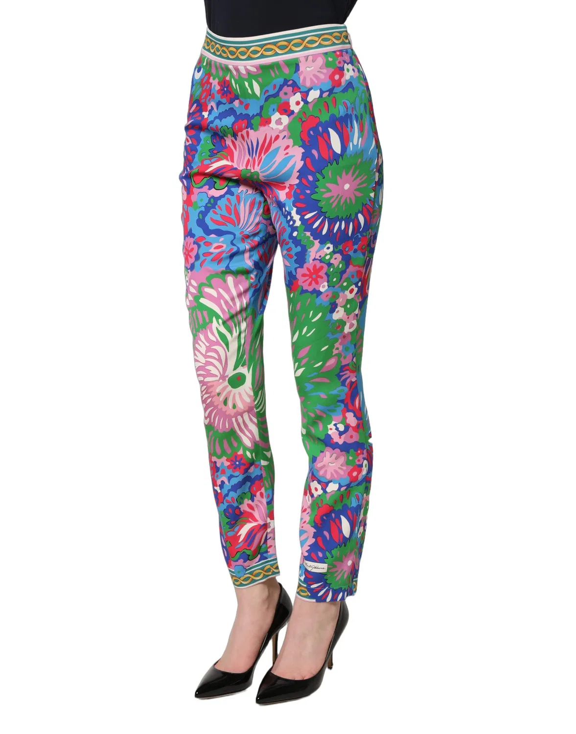 Женские брюки-леггинсы с цветочным принтом Dolce & Gabbana, Multicolor — фото 4