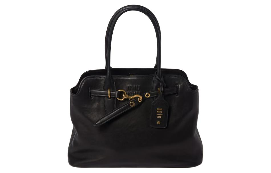 

Кожаная женская сумка через плечо MIU MIU черная