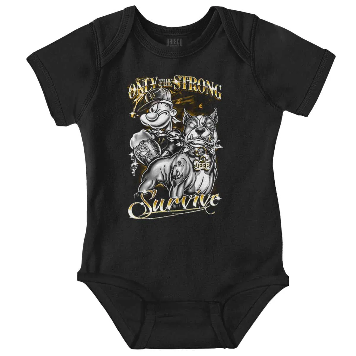 Детское боди с коротким рукавом Popeye Only Strong Survive Brisco Brands, Black