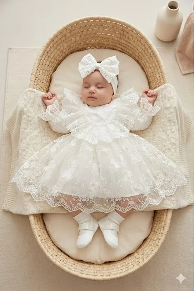 Детский комплект для девочек кружевной Park Bebe, White Orchid