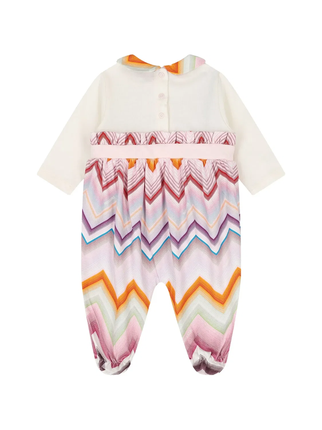 Комплект для новорожденного с бантом и узором зигзаг Missoni Kids, нейтральные цвета — фото 4