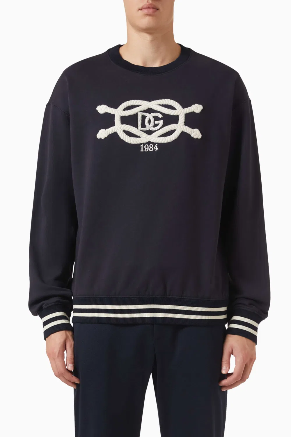 Свитшот хлопковый с вышитым логотипом Dolce & Gabbana