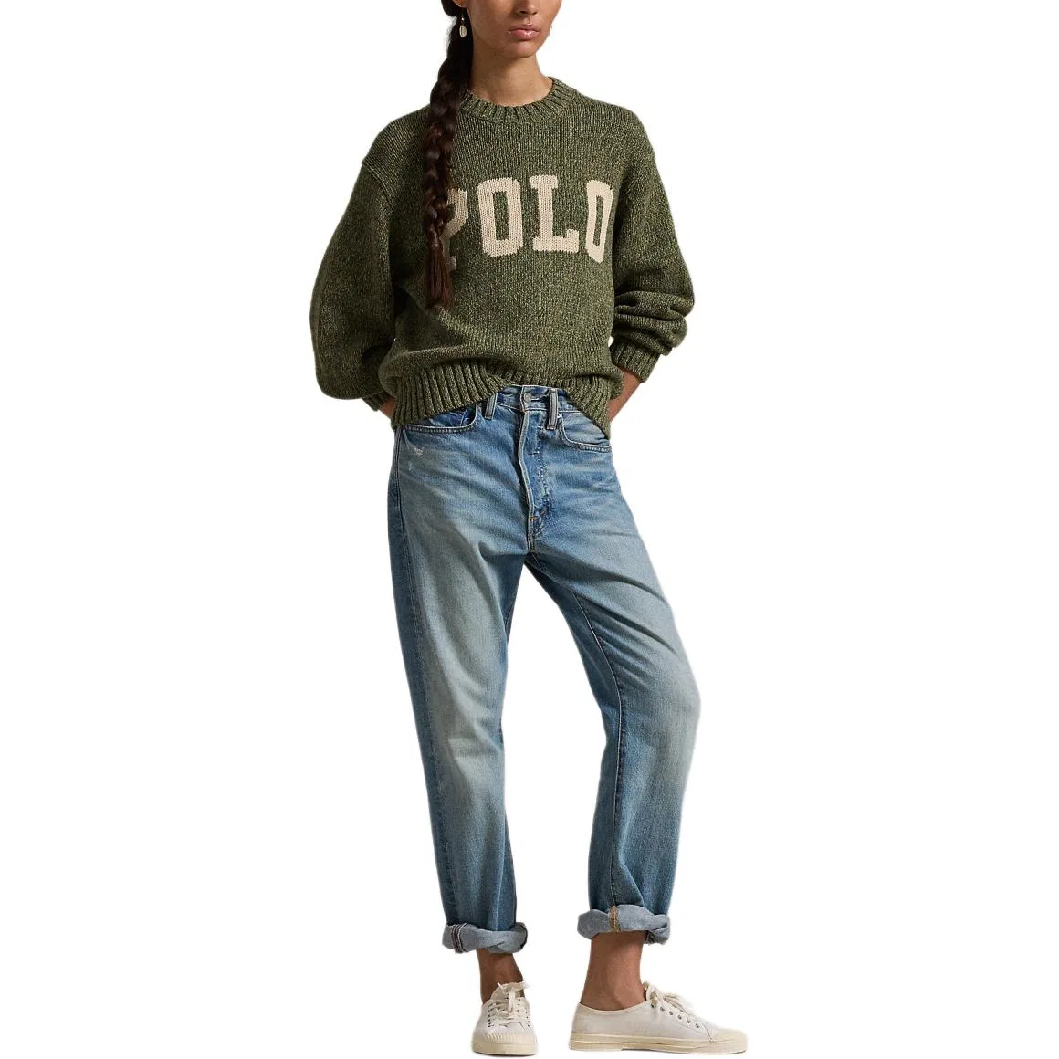 Женский свитер свободного кроя Sage Green Polo Ralph Lauren — фото 3