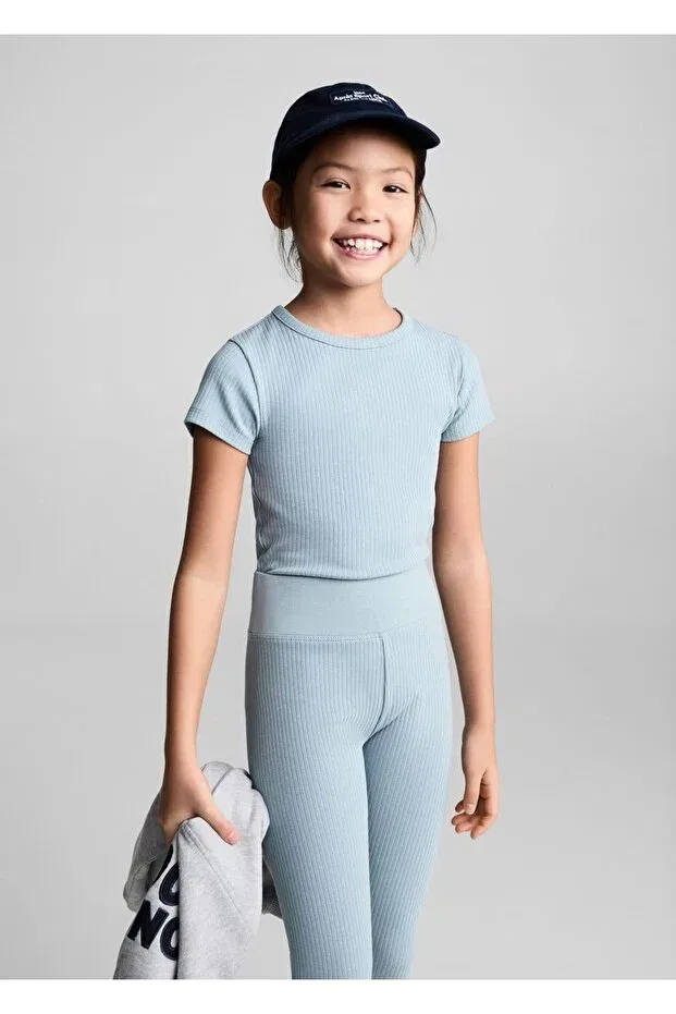 Детские леггинсы для девочек хлопковые Mango Kids, Sky Blue
