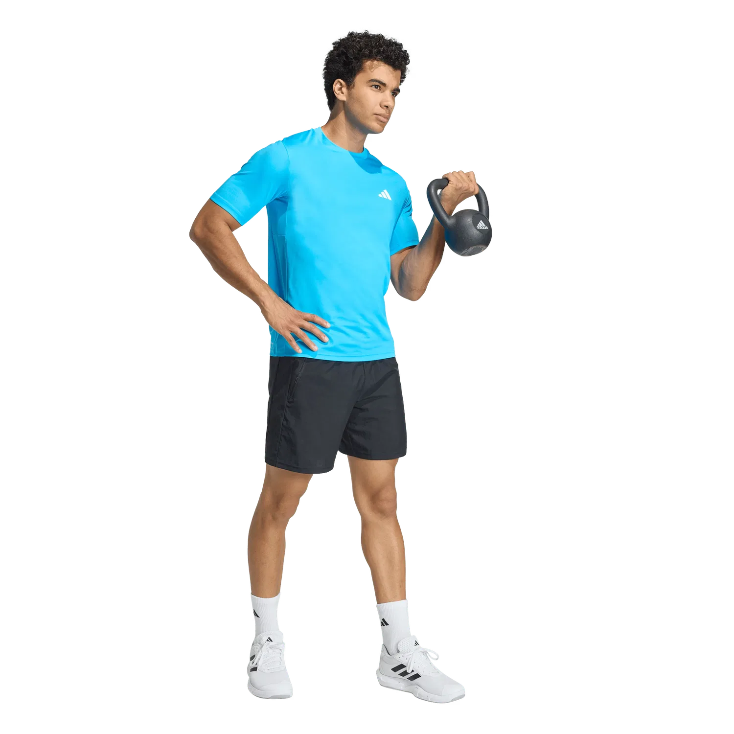 Мужская спортивная футболка с коротким рукавом Adidas, цвет Turquoise — фото 4