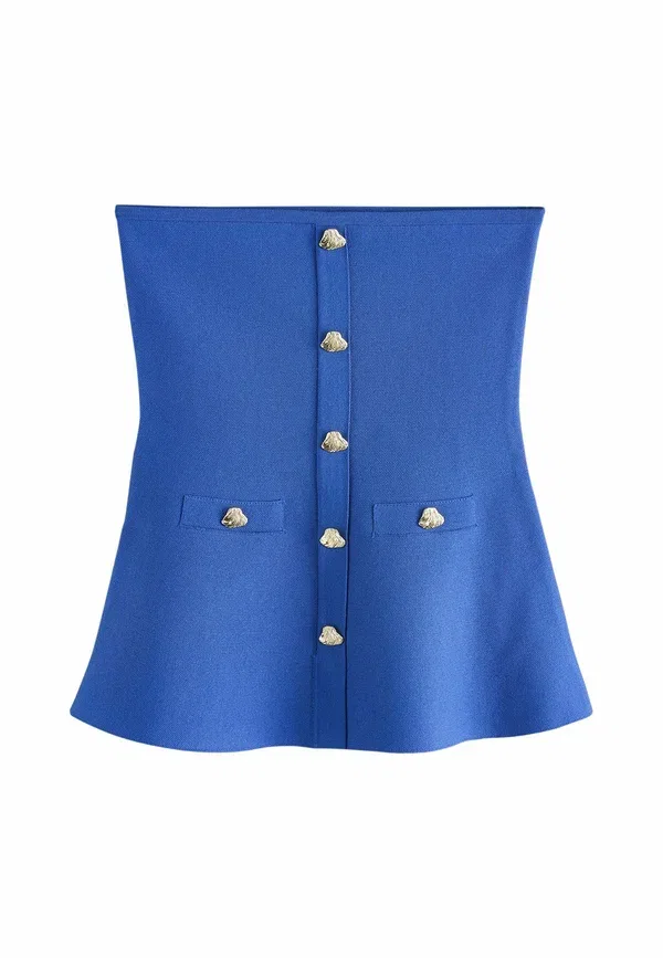 Топ с баской Regular fit smart knit peplum bandeau top Next, синий