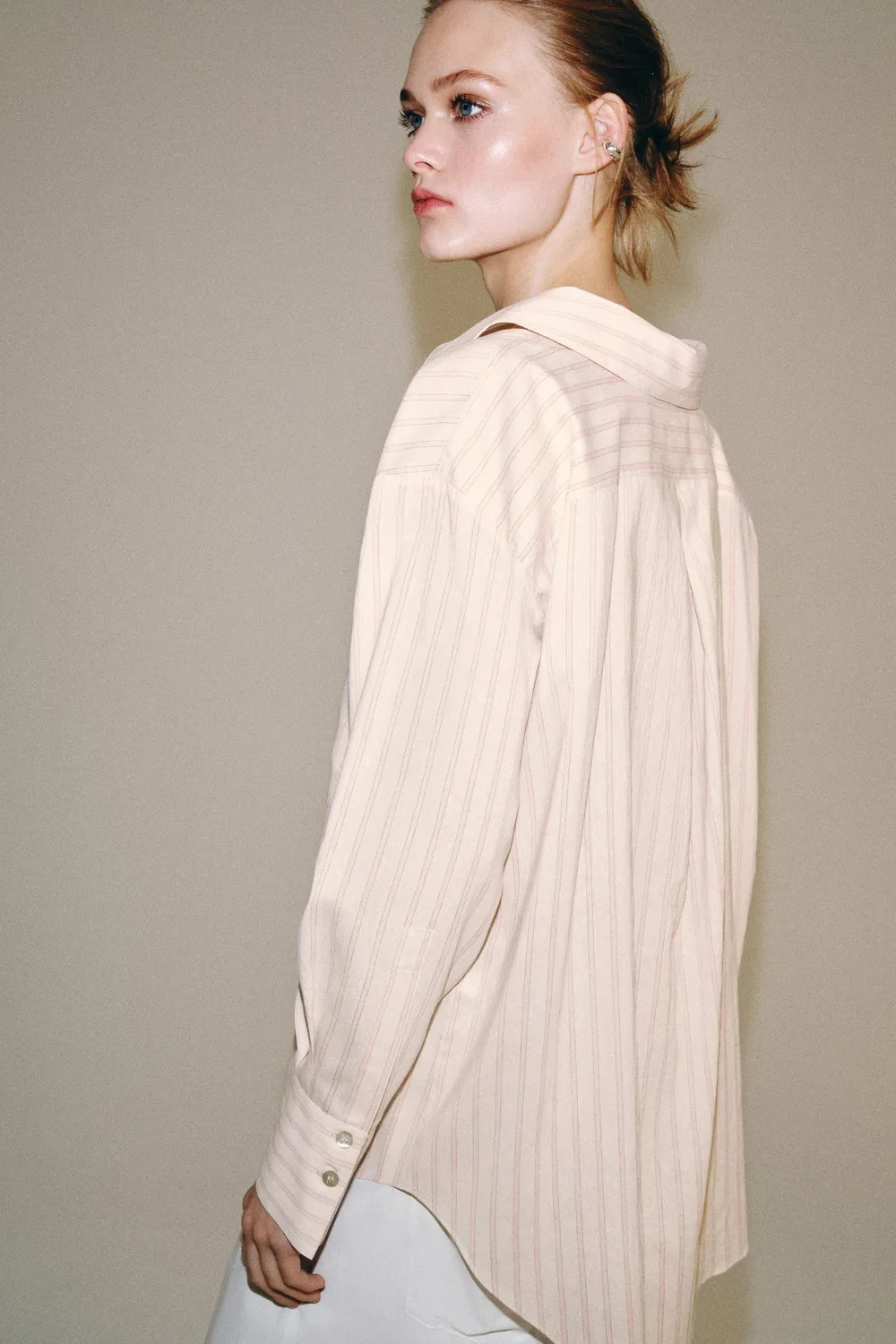 Полосатая рубашка из коллекции ZW ZARA, Pink/White — фото 4