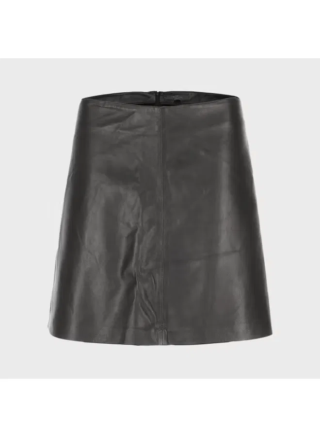 Юбка-трапеция мини мягкая однотонная Zara, черный — фото 2