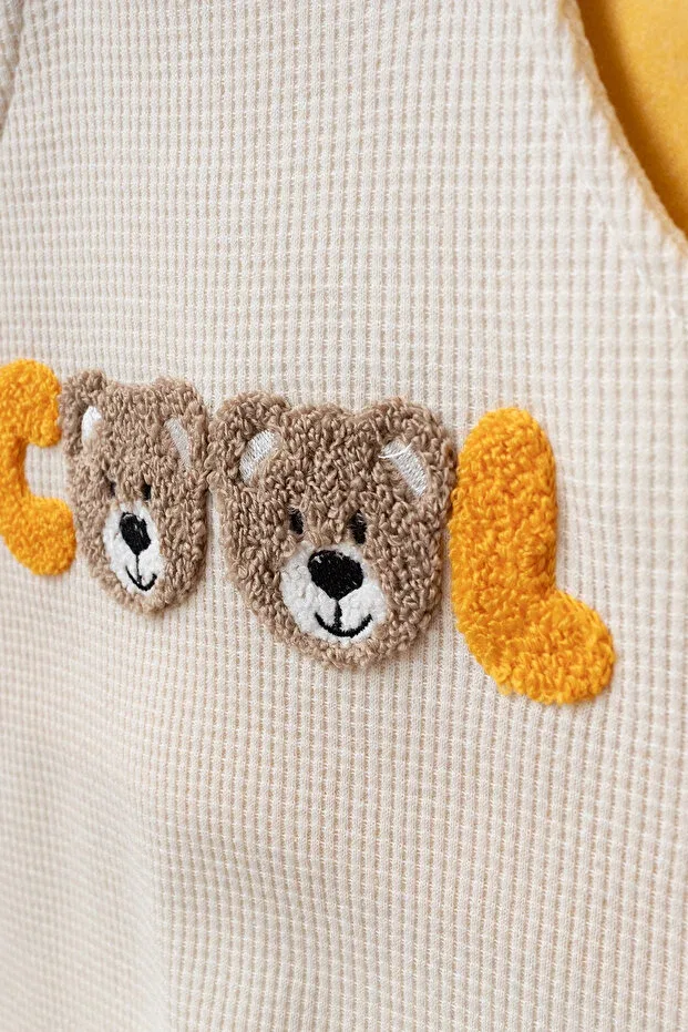 Детский комбинезон с принтом Bear Embroidery Yukobaby Bebeğiniz Için En Doğalı, Yellow — фото 3