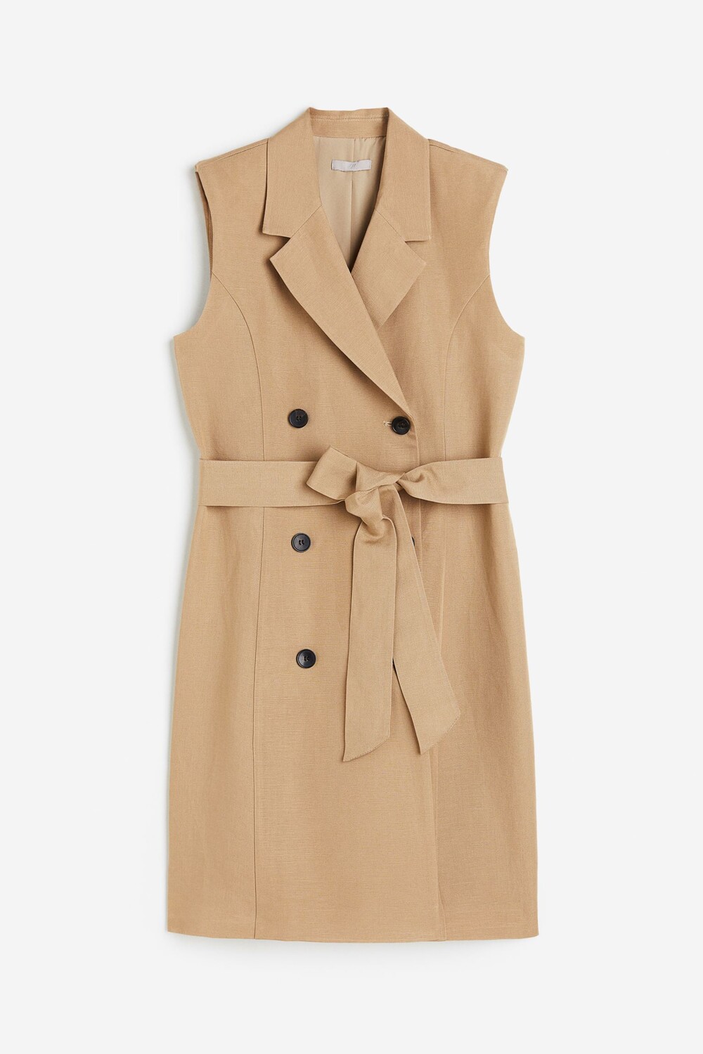 

Платье H&M Linen-blend Tie-belt, бежевый