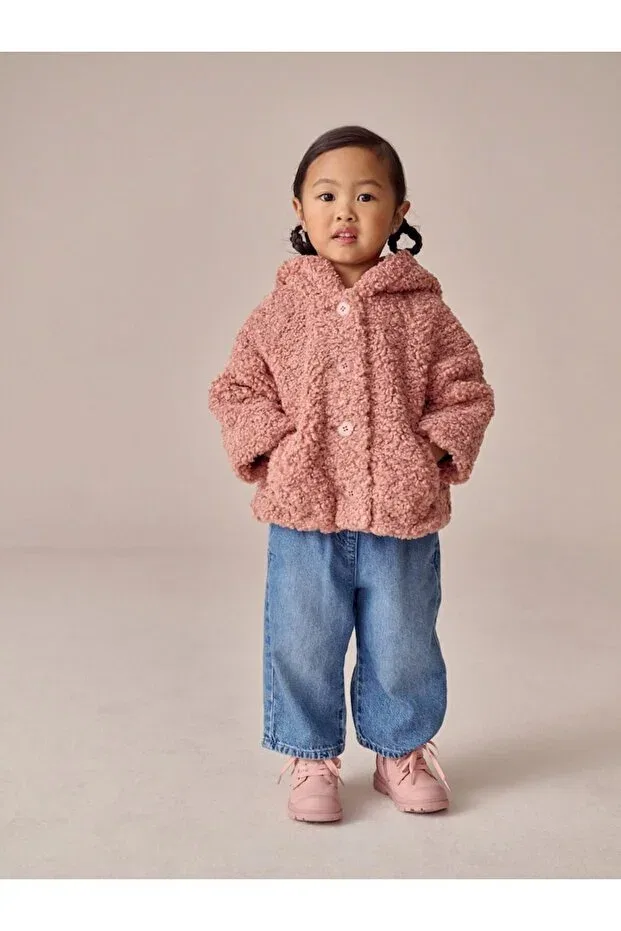 Детское пальто с капюшоном для девочек Next Baby, Pink — фото 2
