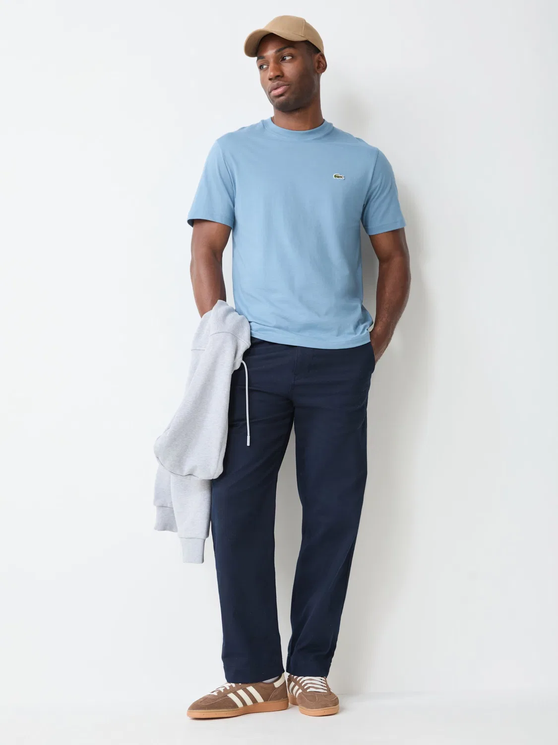 Lacoste Синяя хлопковая футболка с круглым вырезом и короткими рукавами — фото 2