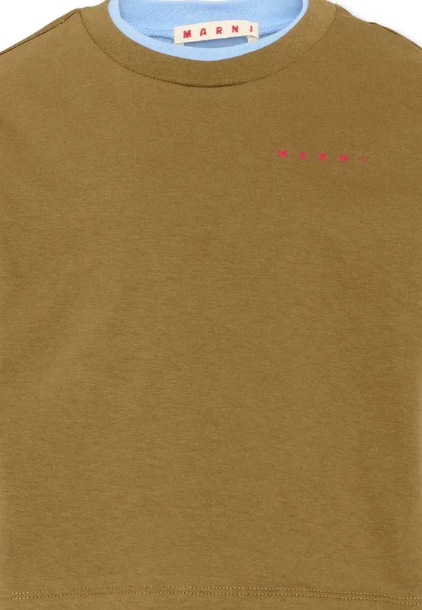 Футболка хлопковая Long sleeved top Marni, brown, коричневый — фото 3