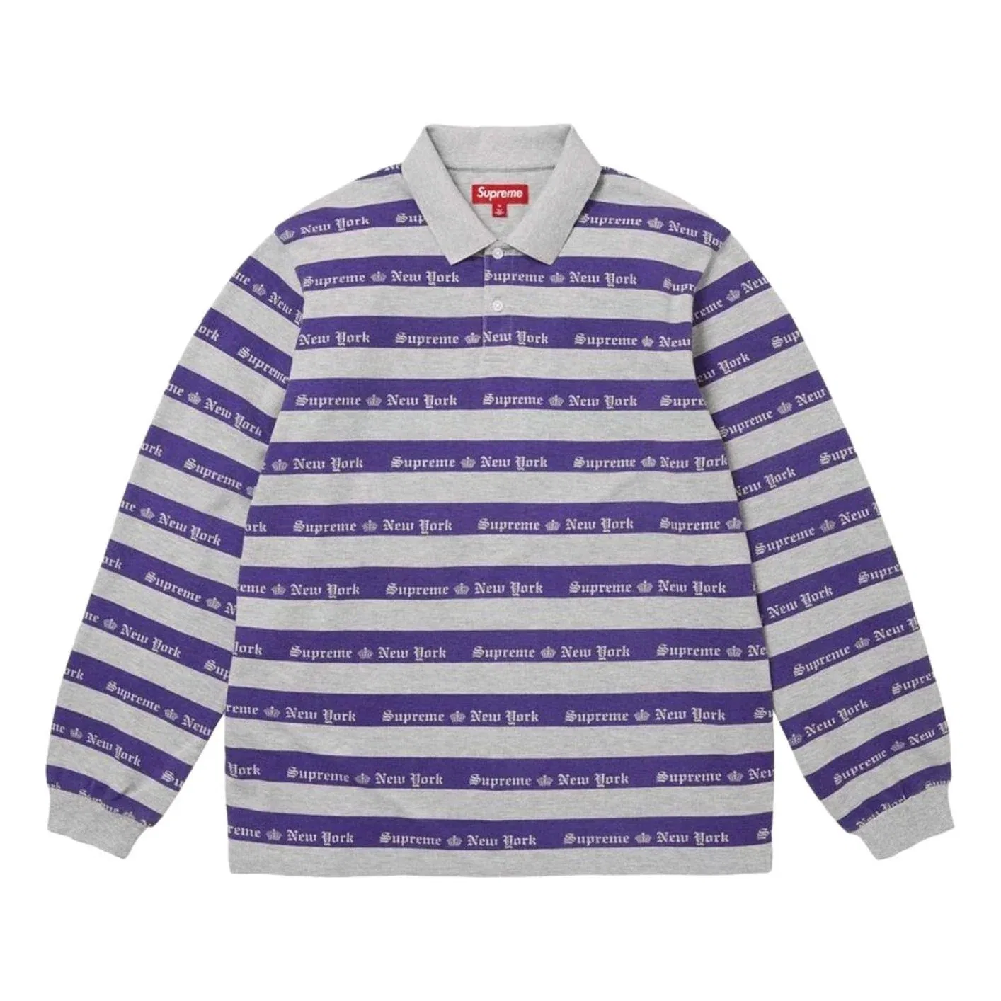 Мужское поло FW26 Old English Stripe L/S Polo 'Heather Grey' Supreme, Heather Grey