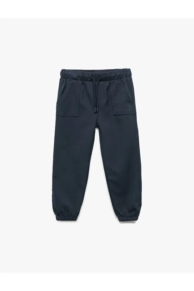 Детские брюки для девочек с заниженной талией на шнурке Koton, Navy Blue
