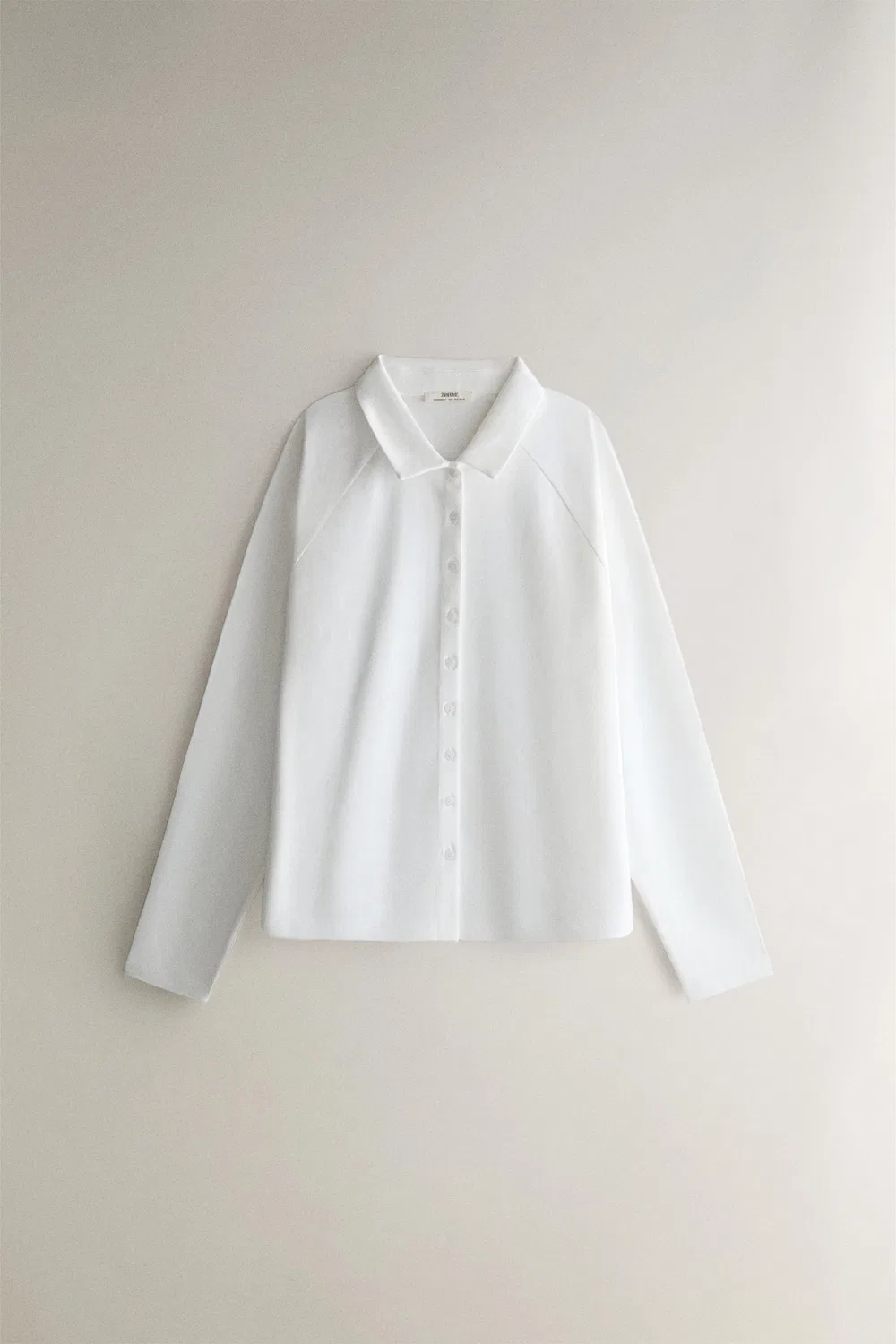 Короткая хлопковая рубашка ZARA, White