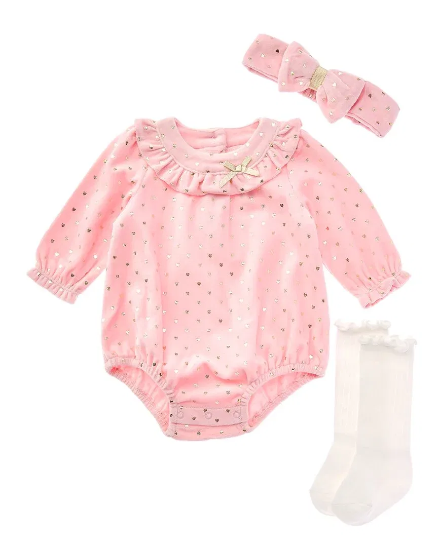 Детский комплект боди-комбинезон с ободком и носками Shine Bubble Little Me, розовый