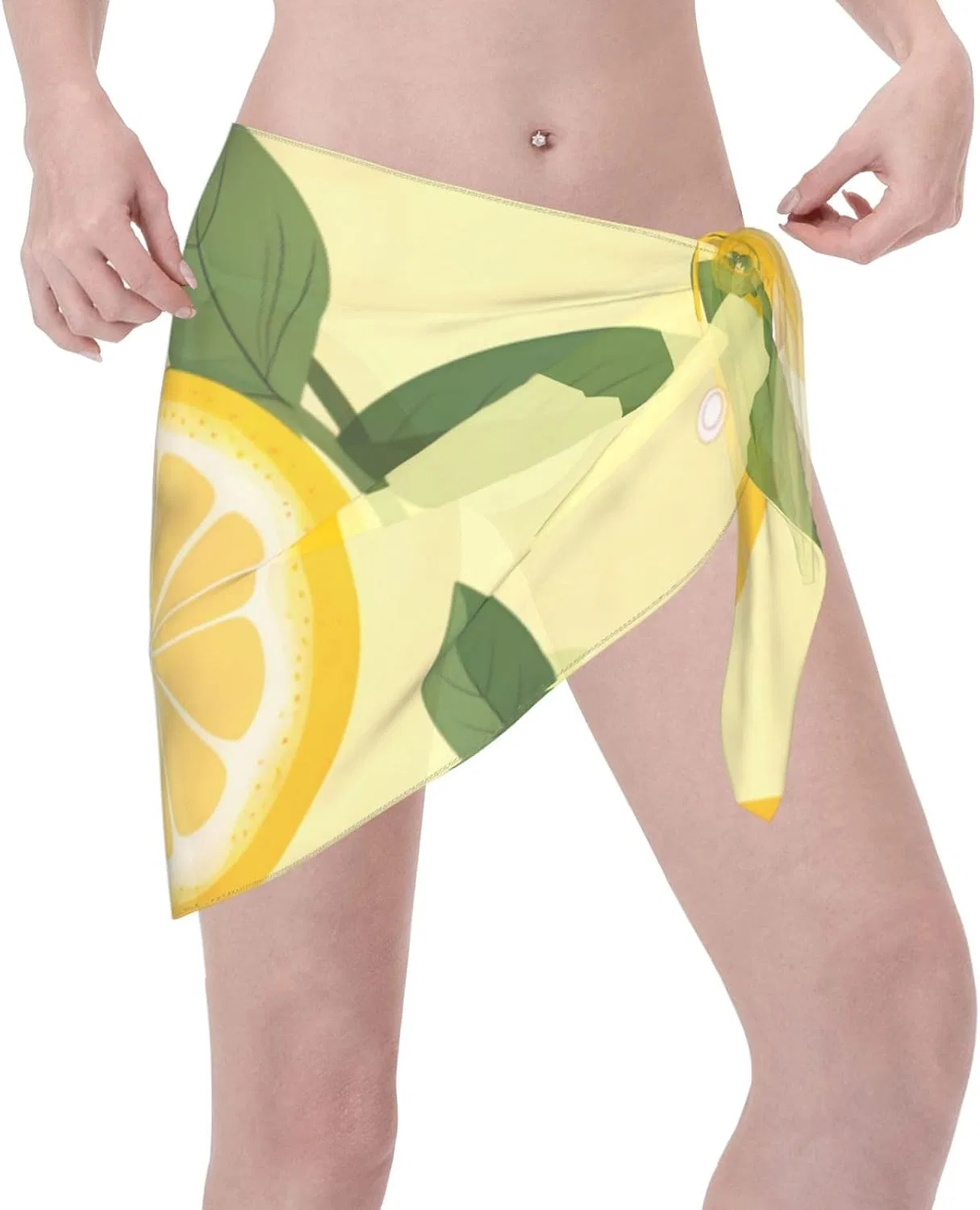 Женская пляжная накидка-парео с лимонным принтом, Yellow Lemon 4 — фото 3