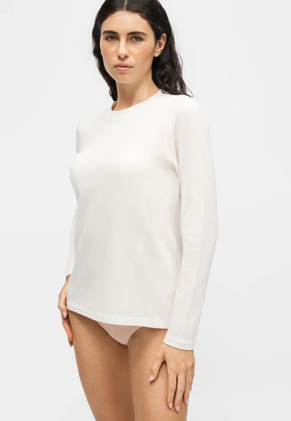 Пижамная кофта с круглым вырезом и длинным рукавом Emporio Armani, White — фото 4