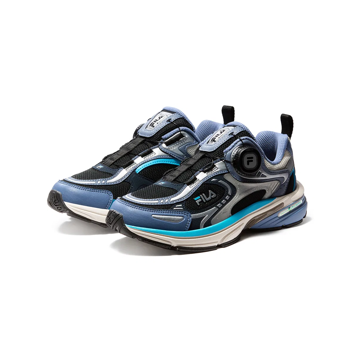 Детские кроссовки для мальчиков с ретро-стилем FILA KIDS, Black/Timeless Blue — фото 4