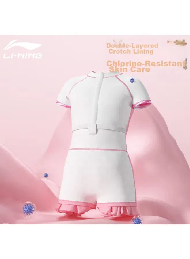 Купальник детский слитный с шортами 733 Li-Ning, розовый — фото 4