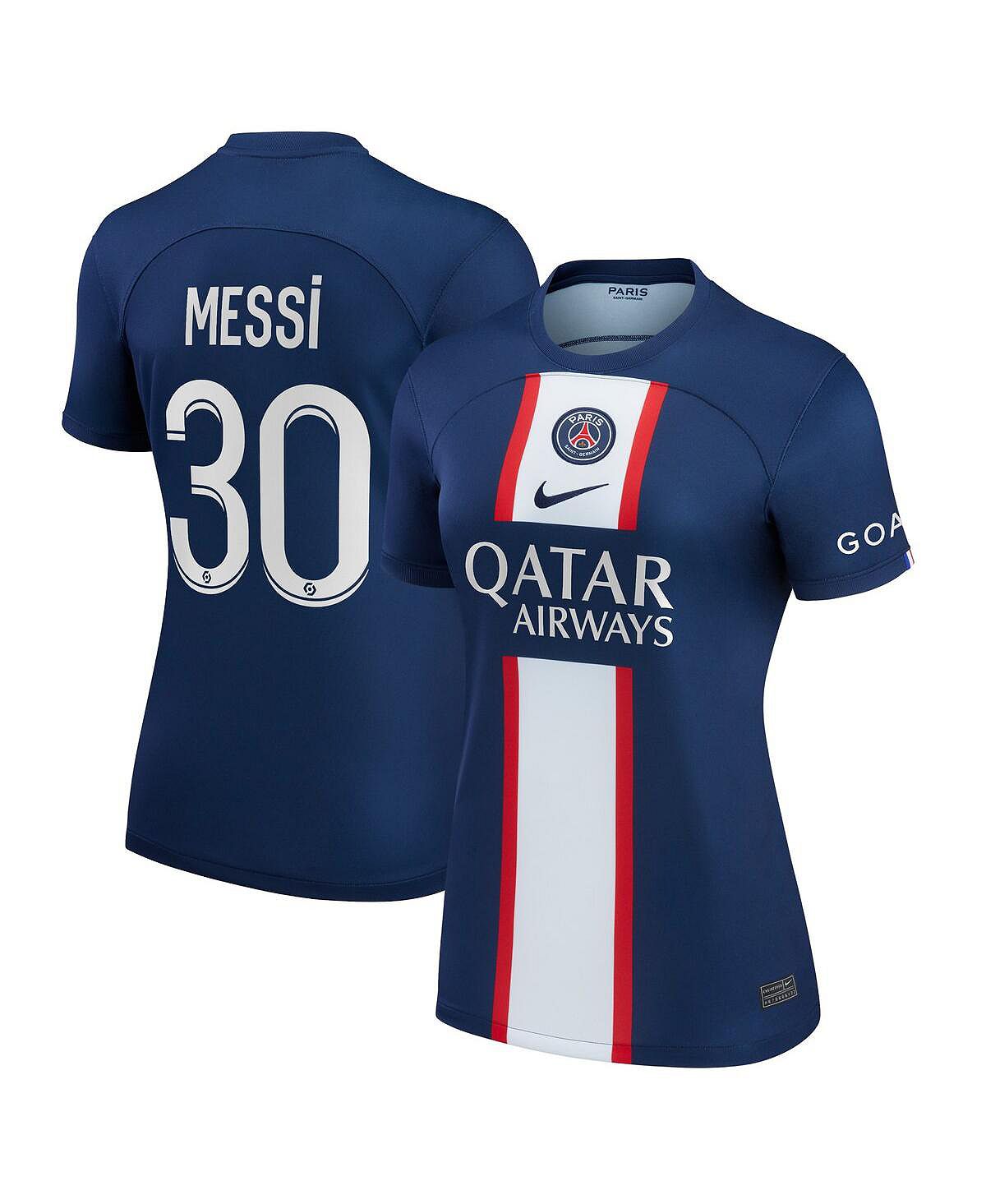 Женская футболка lionel messi blue paris saint-germain 2022/23 home replica player jersey Nike, синий - фото