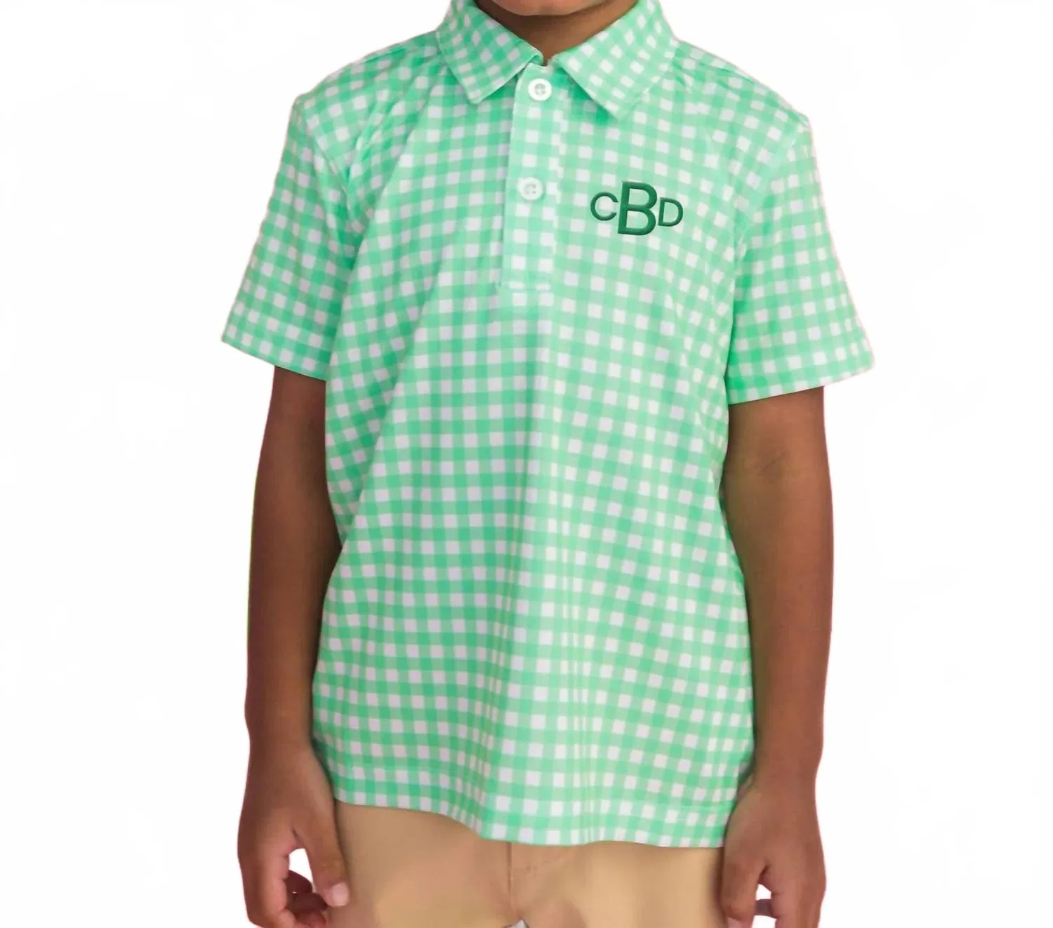 Детское поло для мальчиков с коротким рукавом с принтом в клетку Classic Spring Bud Gingham Knit Performance RuffleButts, зеленый