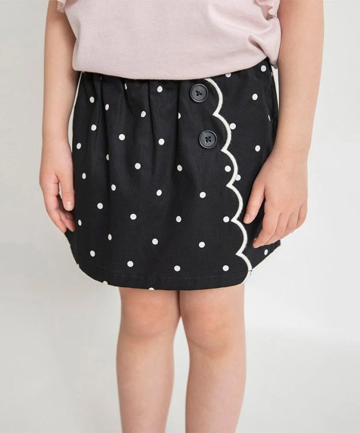 Детские брюки-юбка со складками и сердечком-карманом, модель Scallop Skirt Pants, branshes, Black