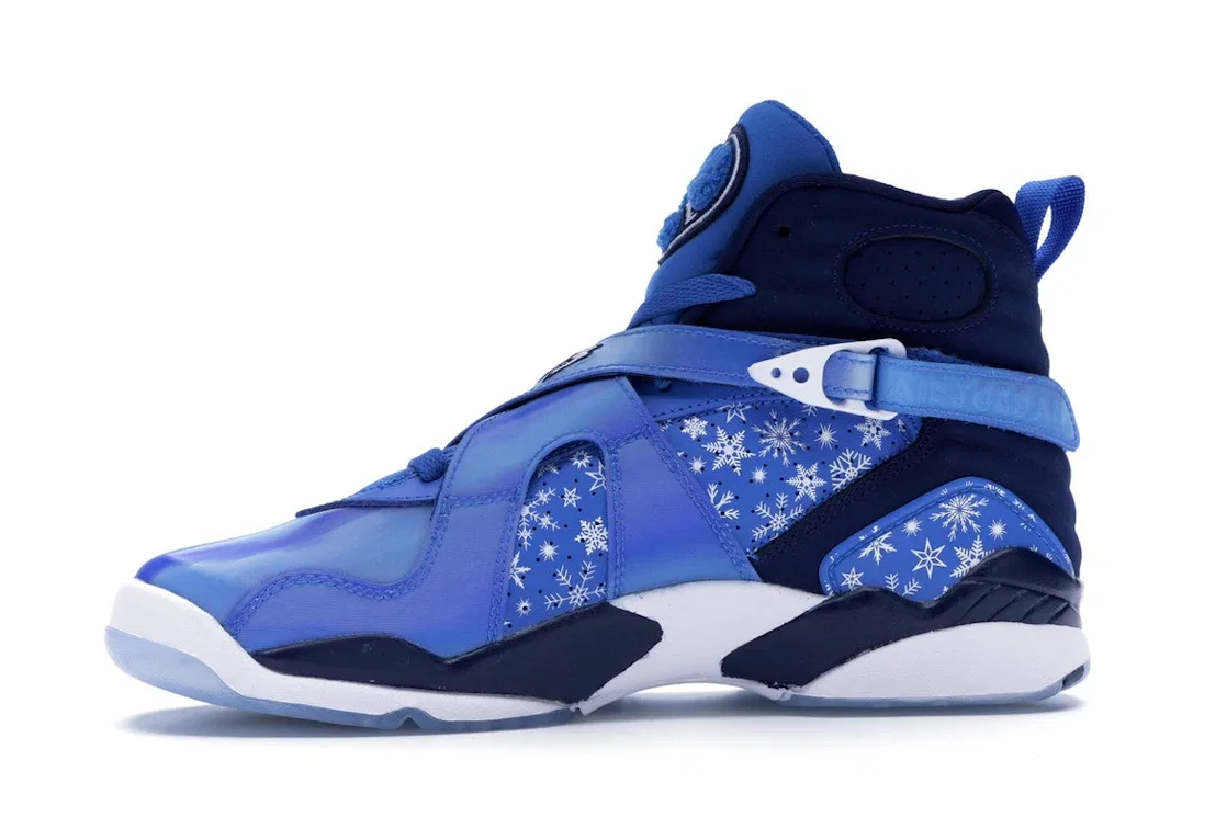 Детские кроссовки Lifestyle с принтом Jordan 8 Retro Snow Blizzard, Cobalt Blaze/Blue Void-White — фото 3