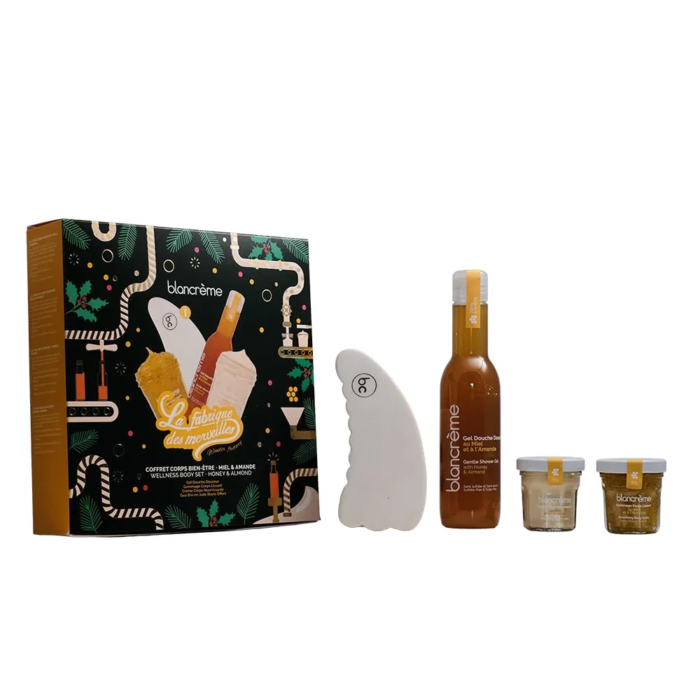 Набор для тела Душ-гель, Скраб, Крем + Gua Sha Blancreme Honig & Mandel 280 г