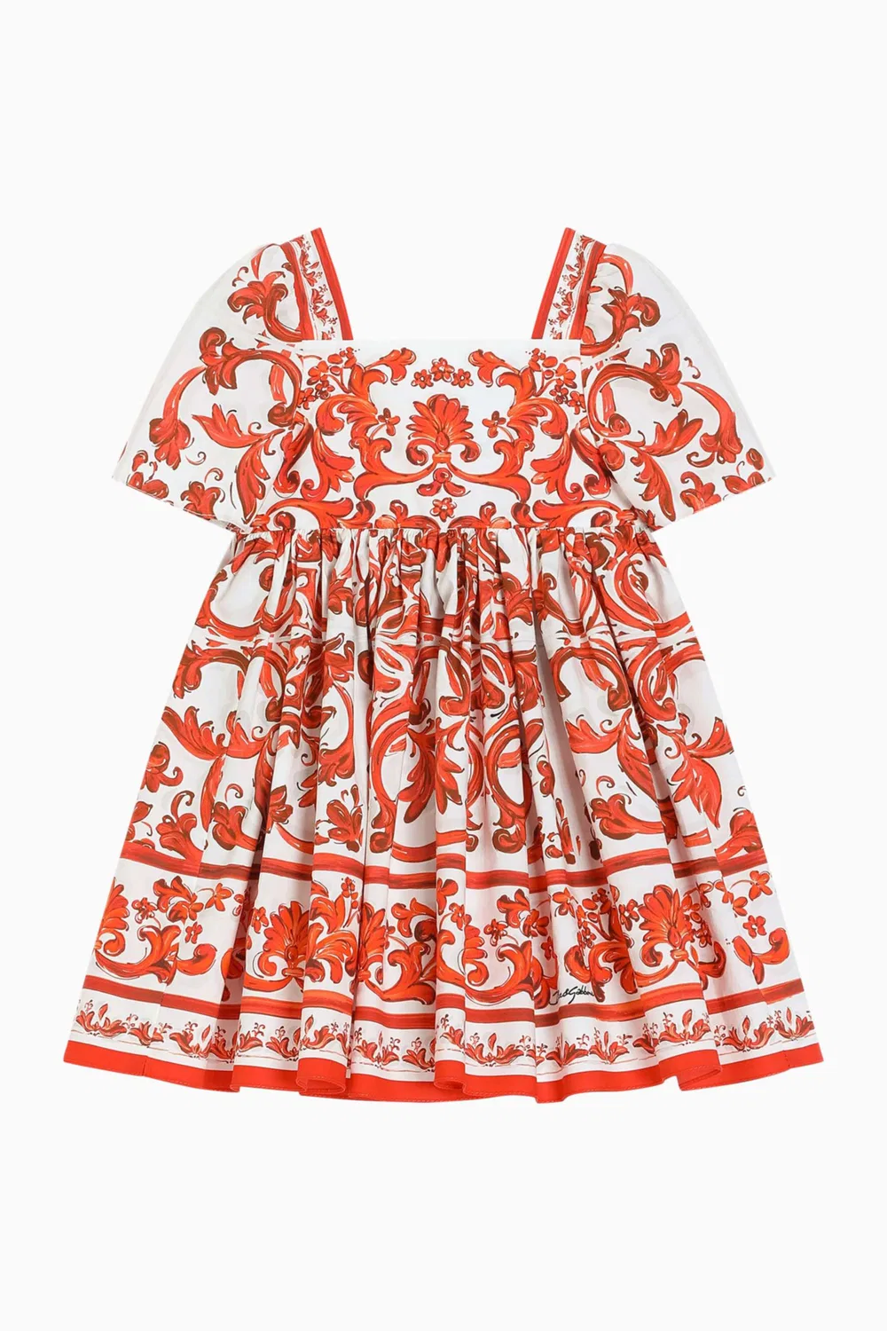 Комплект платьев с принтом майолика из поплина Dolce & Gabbana
