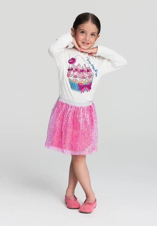 Юбка с пайетками A-line skirt Terranova, fucsia, лайм/фуксия