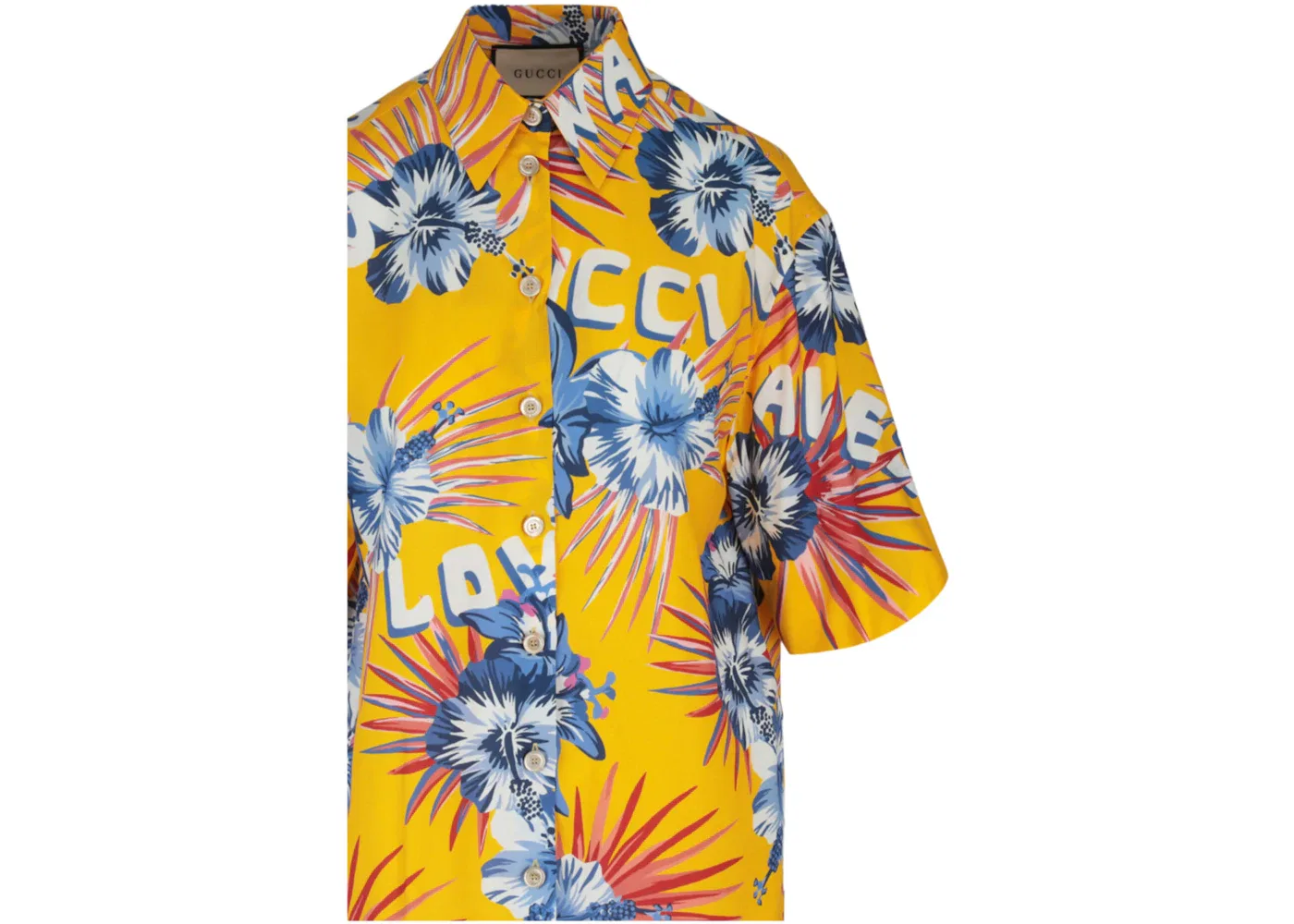 Женская рубашка с принтом Gucci Wild Flower Printed, Yellow — фото 3