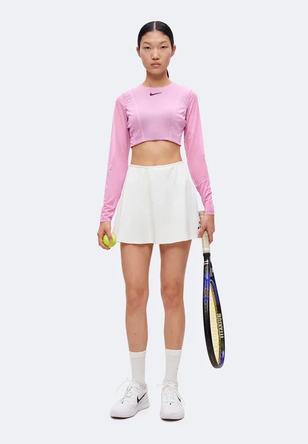 Топ с длинным рукавом из сетки Nikecourt Slam Longsleeve Crop, Nike Performance, Light Magenta/Tattoo/Black, черный — фото 2