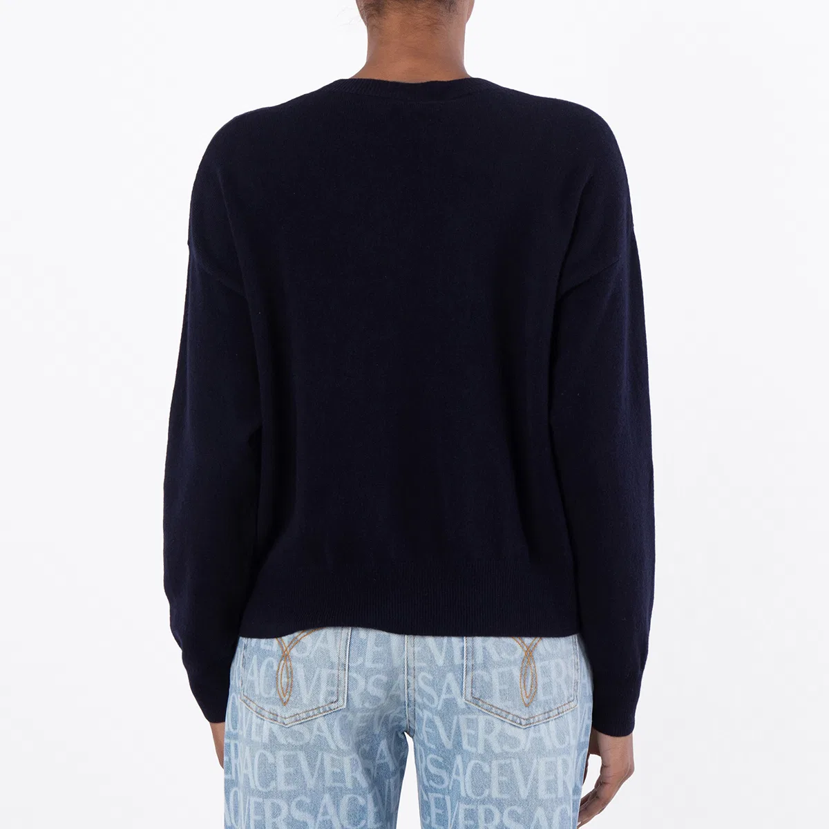 Свитер с длинным рукавом Medusa 95 Cashmere-Blend Boxy Sweater Versace, Ink Blue — фото 3