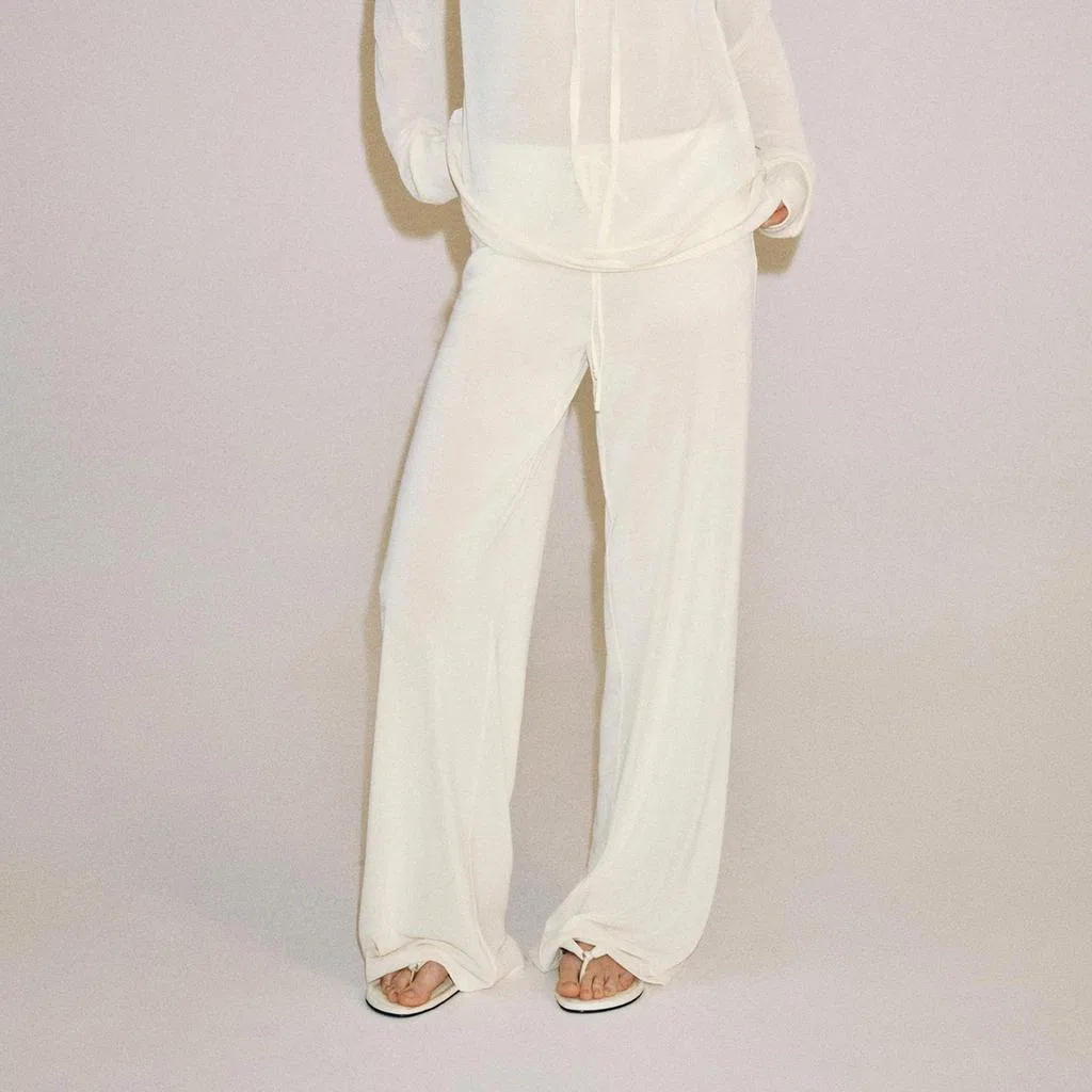 Женские брюки повседневные светлые ZARA, Light Yellow — фото 4