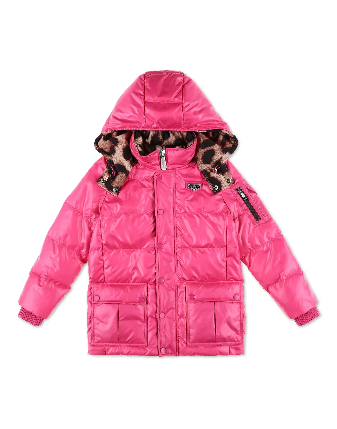 Детская куртка-бомбер на молнии с капюшоном Iconic Plein PHILIPP PLEIN, Fuxia