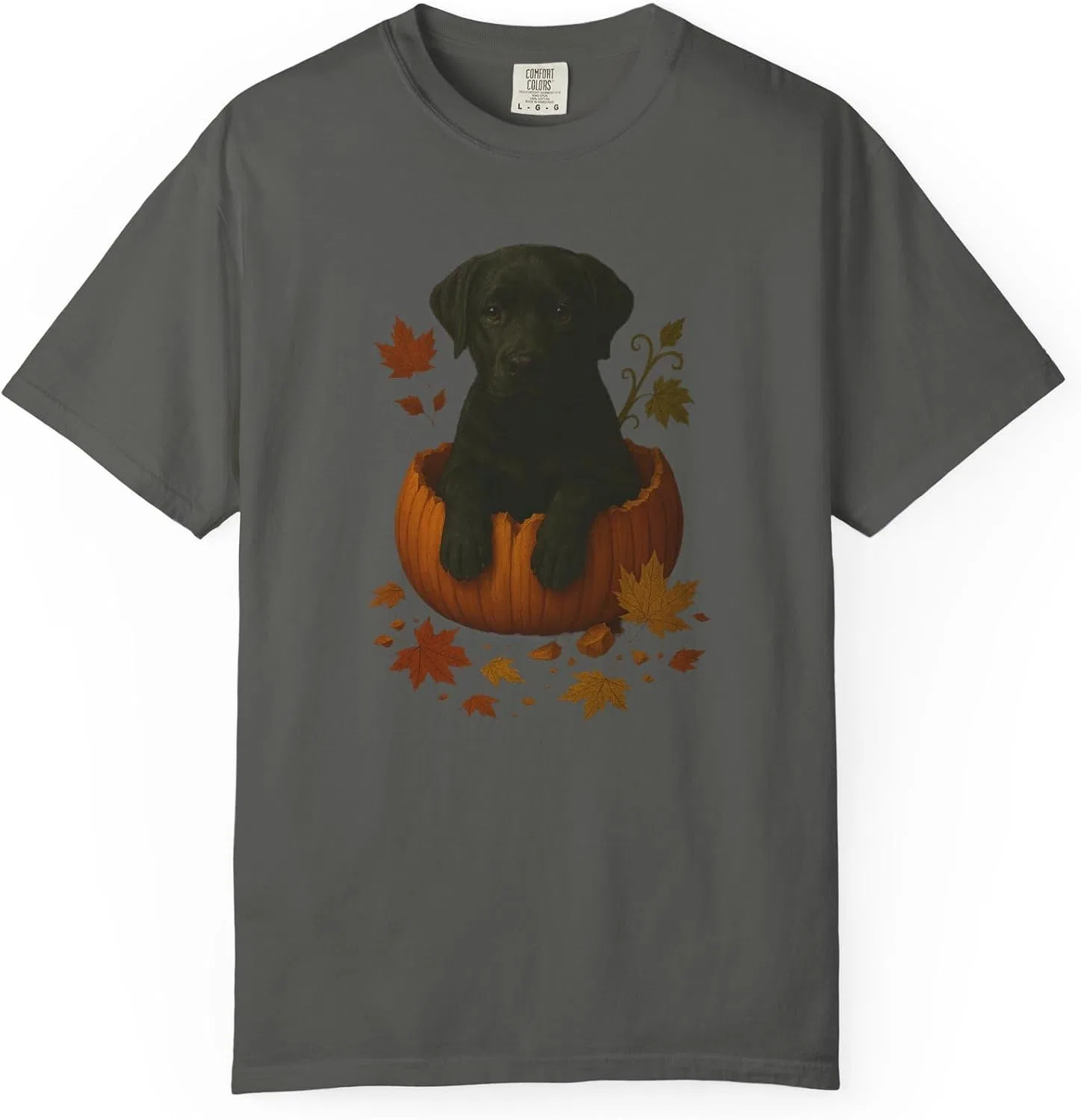 Женская футболка с принтом черной лаборатории в тыкве Comfort Colors, Pepper