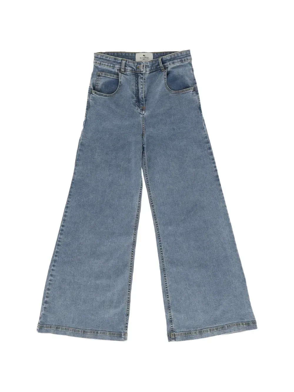 Джинсы широкого кроя с вышивкой Pegaso Etro Kids, синий