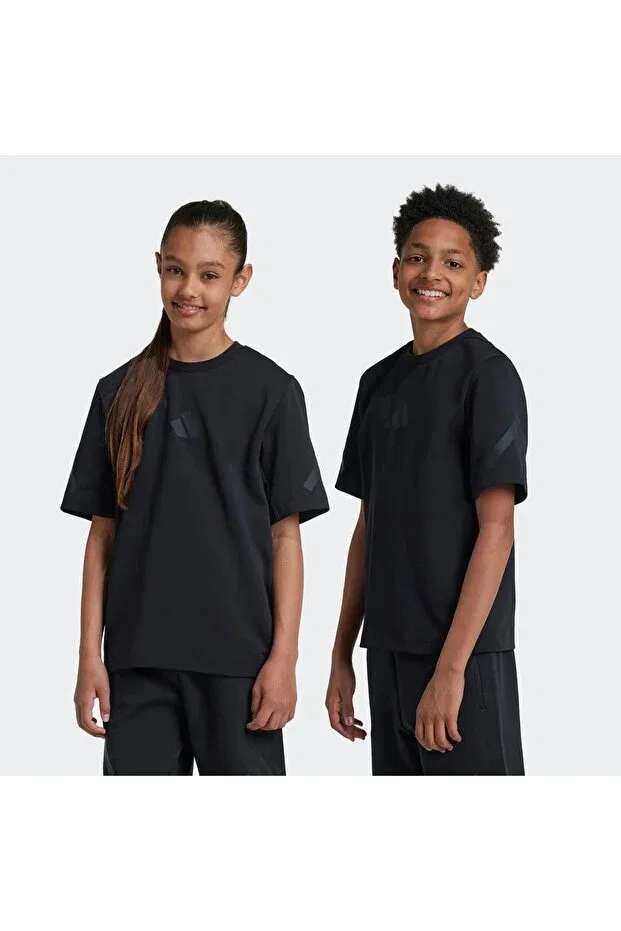 Детская футболка для девочек хлопковая Z.N.E. children's black t-shirt Adidas, Black Black