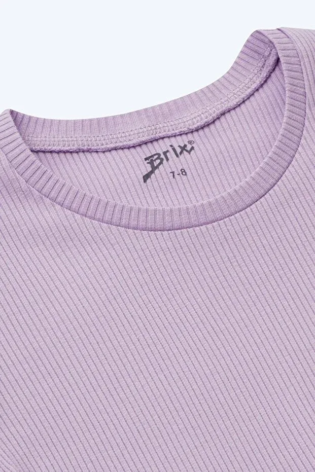 Детская футболка для девочек ribbed short sleeve t-shirt Brix, Purple — фото 4