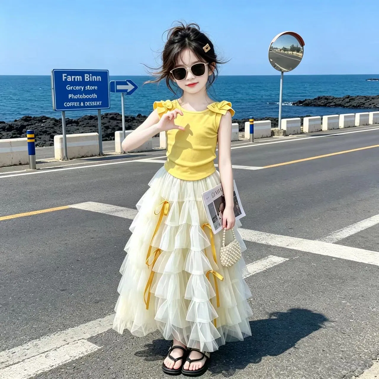 Детский комплект для девочек с коротким рукавом Two Piece Skirt Sets YALU — фото 3