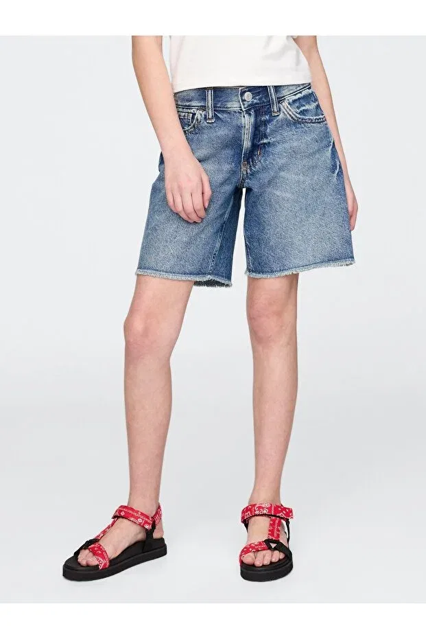 Детские шорты для девочек джинсовые Basics Gap, Blue-000 — фото 4
